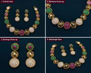 Multicolor Gold-Tone Necklace & Earring Set – Description