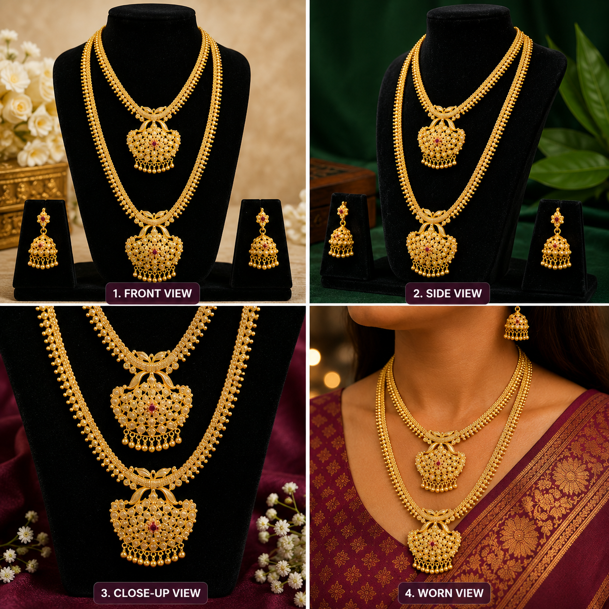 Traditional Gold Long Necklace Set