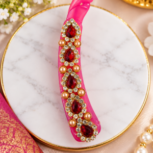 Elegant Pink Hair Clip with Ruby & Crystal Embellishments