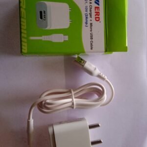 USB wall charger with a Micro-USB cable.