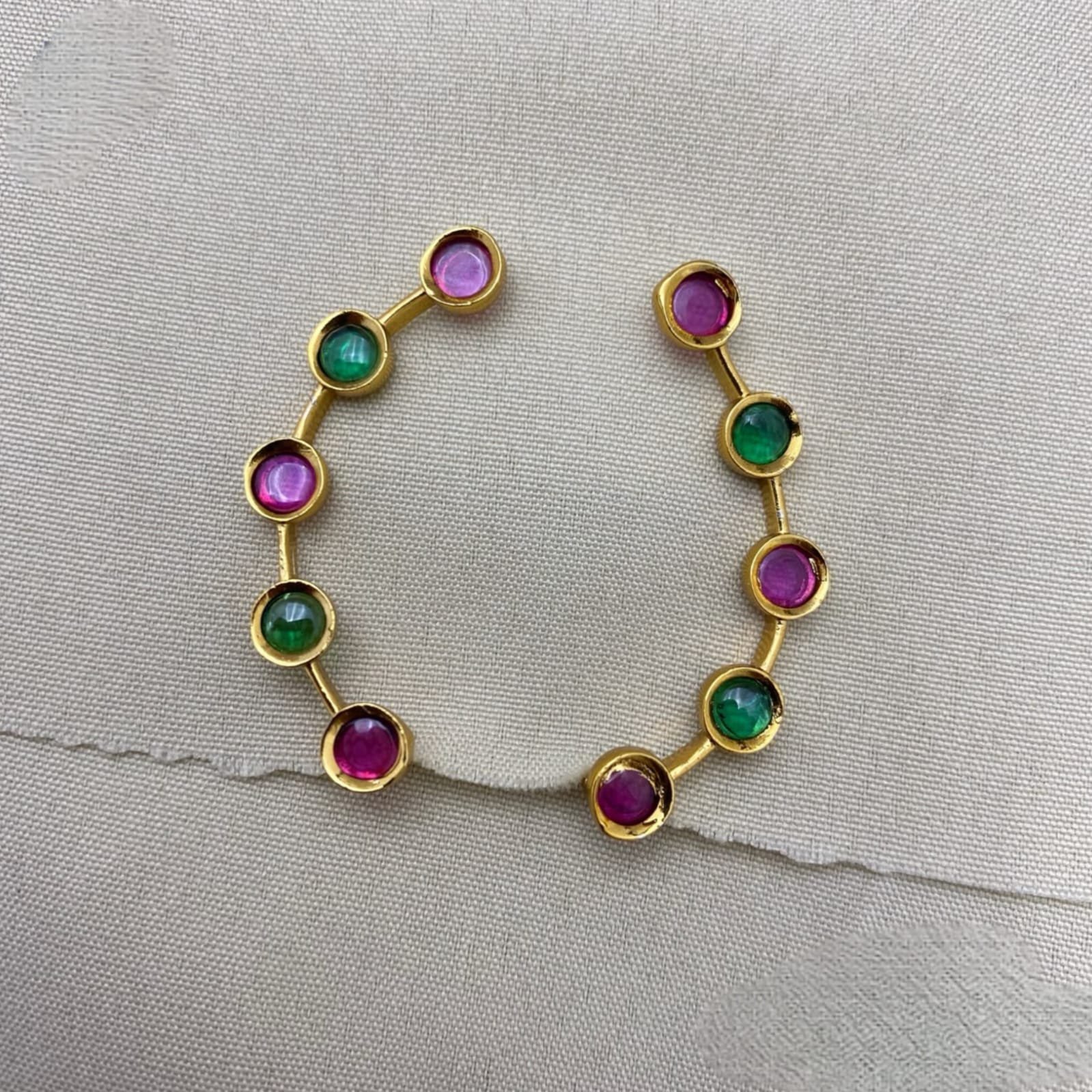 Elegant Gold-Tone Multicolor Stone Earrings